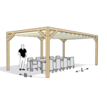 DKH Outdoor Douglas Pergola Smart 15 - met Nesling harmonicadoek 2,90 * 4,50 DKH Outdoor Douglas Pergola Smart 15 - met Nesling harmonicadoek 2,90 * 4,50